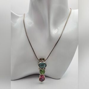 Stunning faceted topaz and peridot necklace colorful vibrant jewelry N2002
